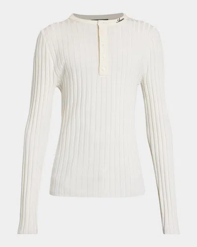 Amiri Script Knit Henley In White
