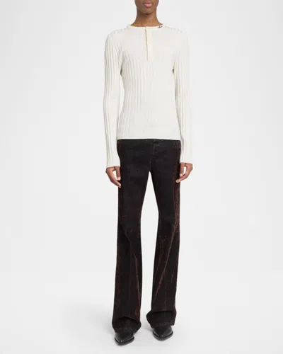 Amiri Script Knit Henley In White