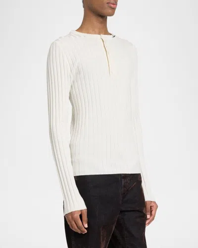 Amiri Script Knit Henley In White