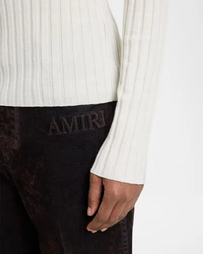 Amiri Script Knit Henley In White
