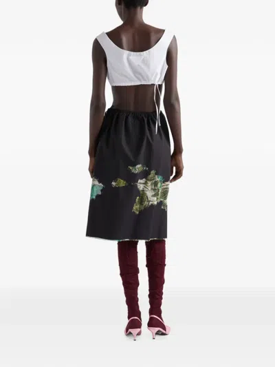 Prada Devoré Poplin Midi-skirt In Multi
