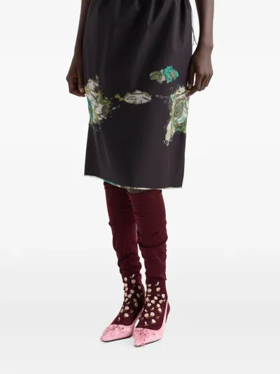 Prada Devoré Poplin Midi-skirt In Multi