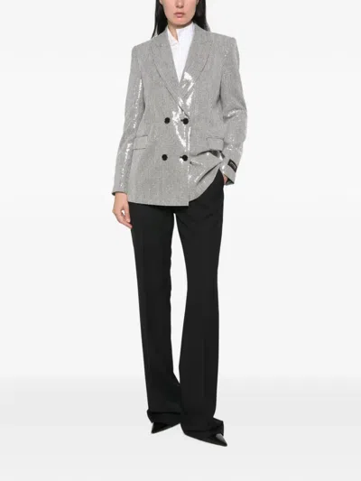 Ermanno Firenze Sequin-embellished Houndstooth Blazer In Silver