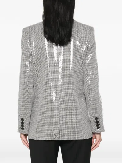 Ermanno Firenze Sequin-embellished Houndstooth Blazer In Silver