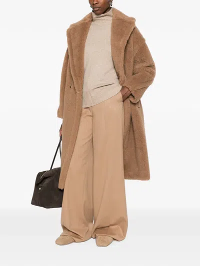 Max Mara Teddy Double-breasted Coat In Brown
