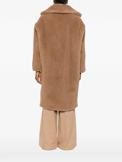 Max Mara Teddy Double-breasted Coat In Brown