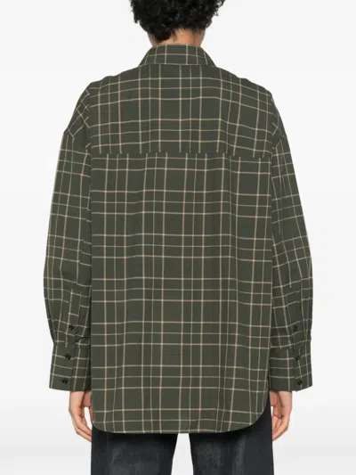 Totême Check-pattern Silk-blend Shirt In Green