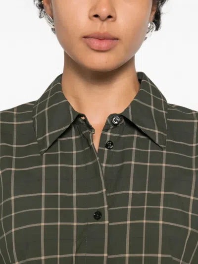 Totême Check-pattern Silk-blend Shirt In Green