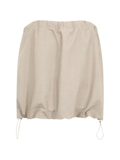Essentials Drawstring-hem Micro Skirt In Neutral