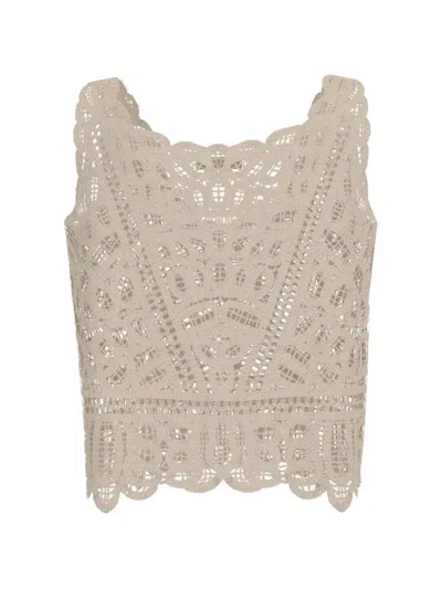 Guess Usa Macramé Top In Neutral