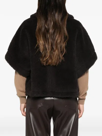 Max Mara Double-breasted Teddy Jacket In Brown