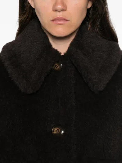 Max Mara Double-breasted Teddy Jacket In Brown