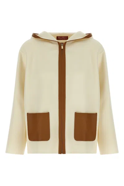 Max Mara Hooded Zip-up Jacket In Neutral
