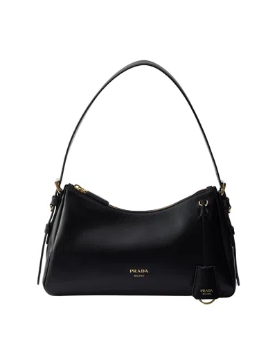 Prada Aimee Medium Leather Shoulder Bag In Black