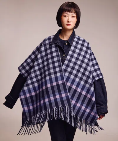 Echo New York Bordered Check Ruana In Black