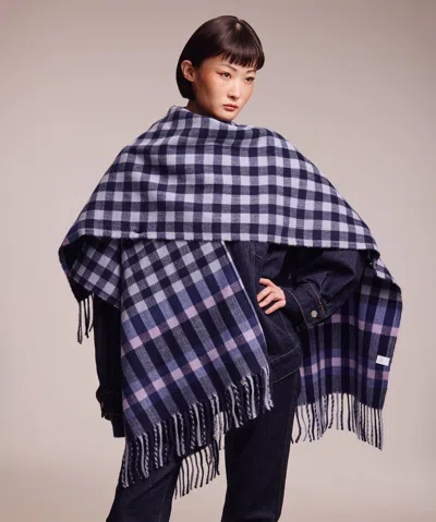 Echo New York Bordered Check Ruana In Black
