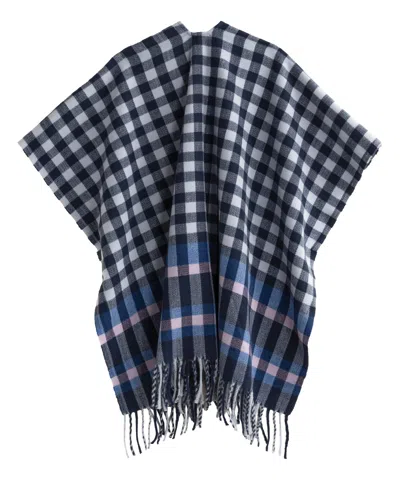 Echo New York Bordered Check Ruana In Black