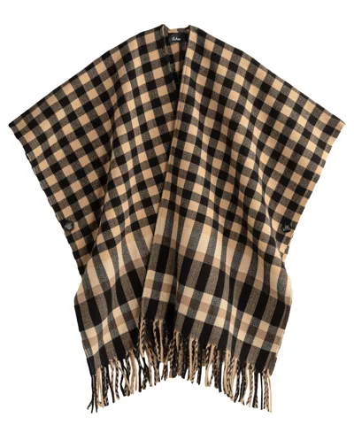 Echo New York Bordered Check Ruana In Black