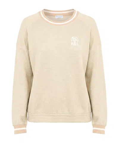 Brunello Cucinelli Solid Colour Sweatshirts In White