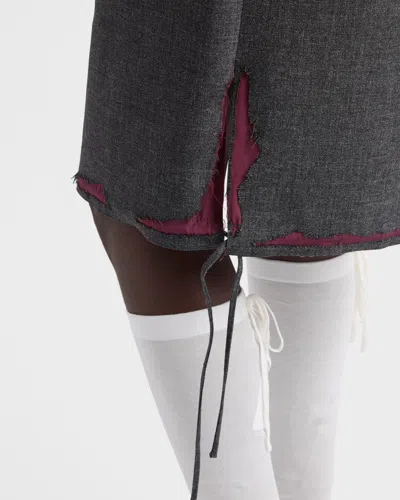 Prada Bonded Hopsack Midi-skirt With Devoré Effect In Blue
