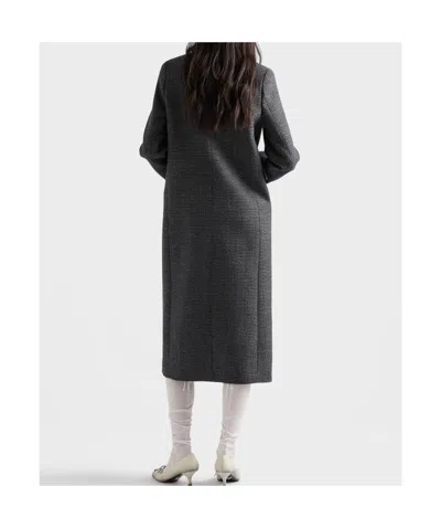Prada Double-breasted Gingham-checked Mouliné Wool Coat In Black