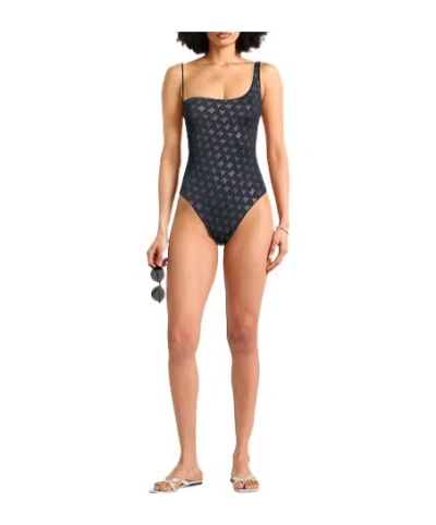 Max Mara Metallicstretch Swimsuit In Black