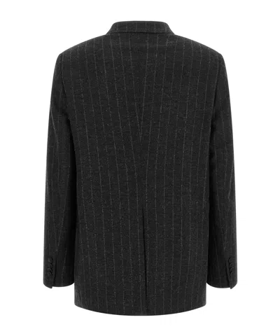 Tagliatore Double-breasted Jacket With Herringbone Pattern In Black