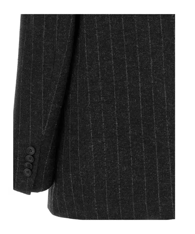 Tagliatore Double-breasted Jacket With Herringbone Pattern In Black