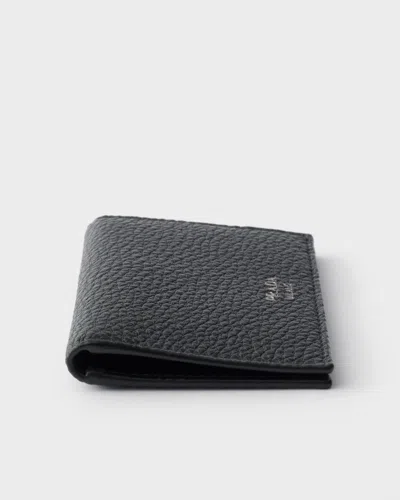 Prada Leather Card Holder In Black