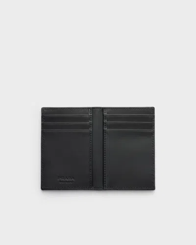 Prada Leather Card Holder In Black