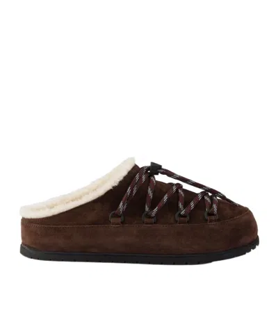 Prada Round Toe Mules In Brown