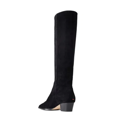 Aeyde Solid Suede Knee Boots In Black