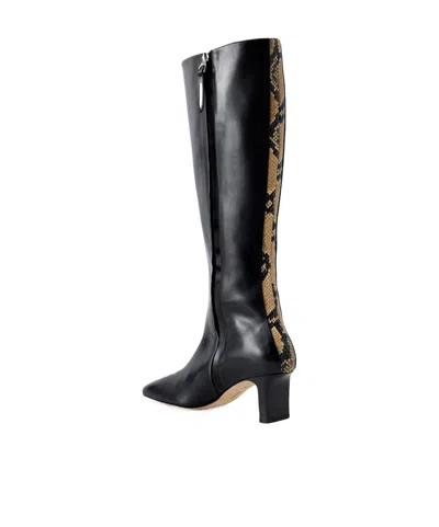 Aeyde Bita 55 Snake-effect Leather Knee-boots In Black