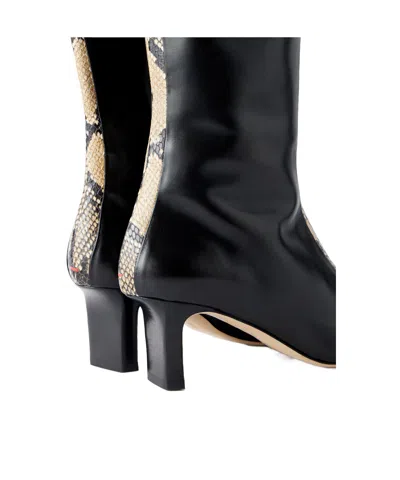 Aeyde Bita 55 Snake-effect Leather Knee-boots In Black