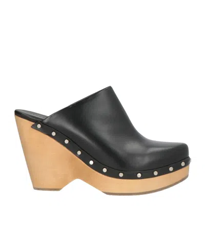 Isabel Marant 110mm Wedge-heel Leather Clogs In Multi