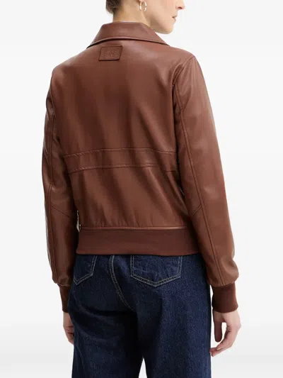 Silvian Heach Eldar Zip-up Bomber Jacket In Brown