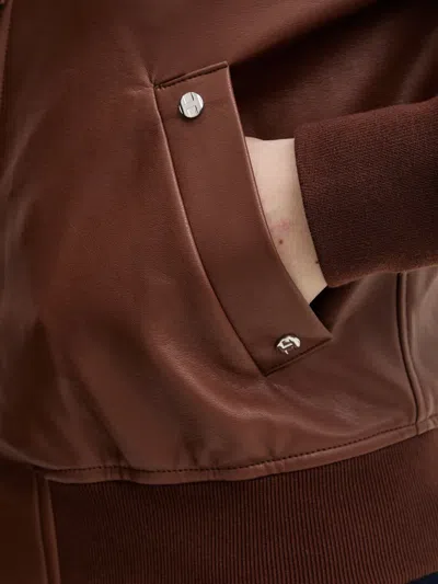 Silvian Heach Eldar Zip-up Bomber Jacket In Brown
