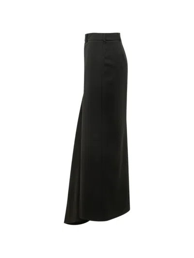 Givenchy Wool Asymmetric Maxi Skirt In Black