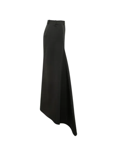 Givenchy Wool Asymmetric Maxi Skirt In Black