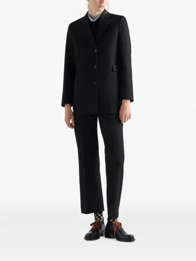 Prada Single-breasted Gabardine Jacket In Black
