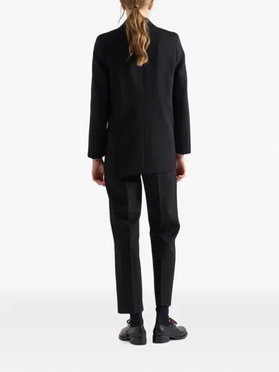 Prada Single-breasted Gabardine Jacket In Black