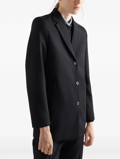 Prada Single-breasted Gabardine Jacket In Black