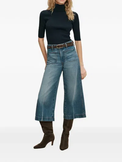 Veronica Beard Marlowe Patch-pocket Cropped Jeans In Blue