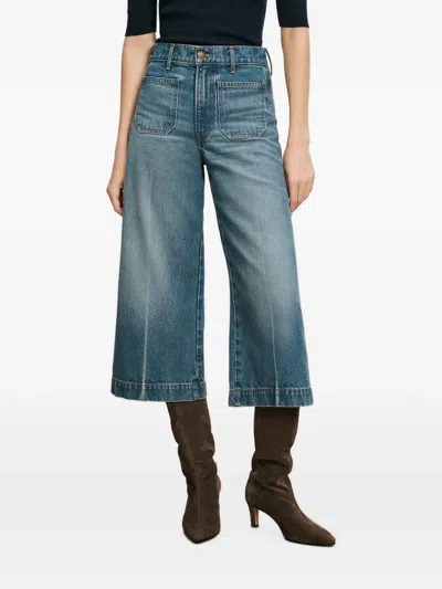 Veronica Beard Marlowe Patch-pocket Cropped Jeans In Blue