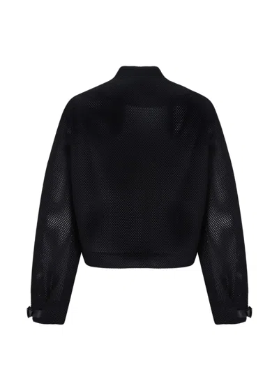 Max Mara Mesh-knit Bomber Jacket In Black