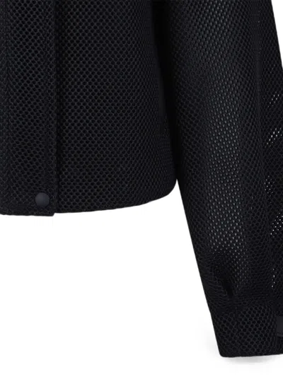 Max Mara Mesh-knit Bomber Jacket In Black