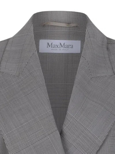 Max Mara Check-pattern Belted Jacket In Gray