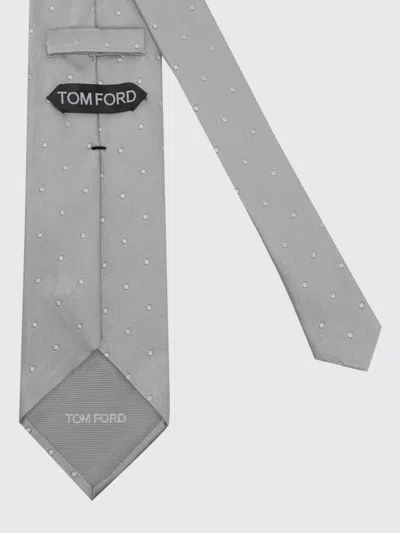 Tom Ford Polka Dot Silk Tie With A 7.5 Cm Width In Gray