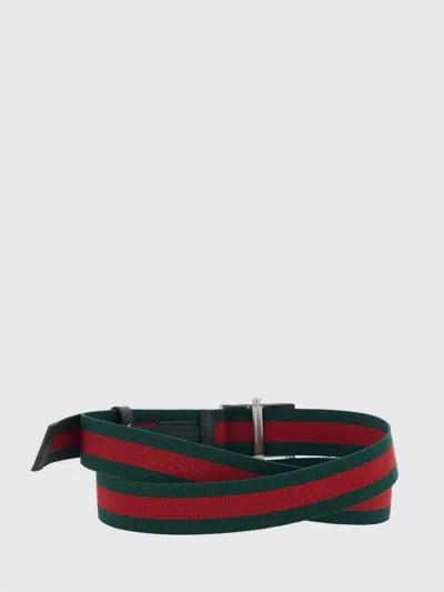 Gucci Web Ribbon Belt With Rectangular Buckle In Multi