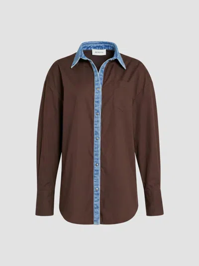 Ser.o.ya Gill Oversized Button-front Shirt In Brown